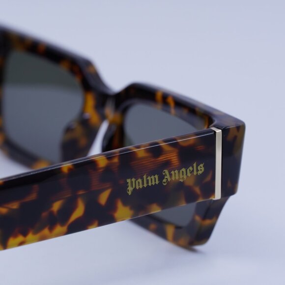 Palm Angels PERI086 HYDE 6055 Sunglasses Havana Rectangle Frame, Green Lenses - Picture 10 of 11